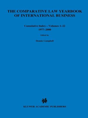 cover image of The Comparative Law Yearbook of International Business Cumulative Index Volumes 1-22, 1977-2000